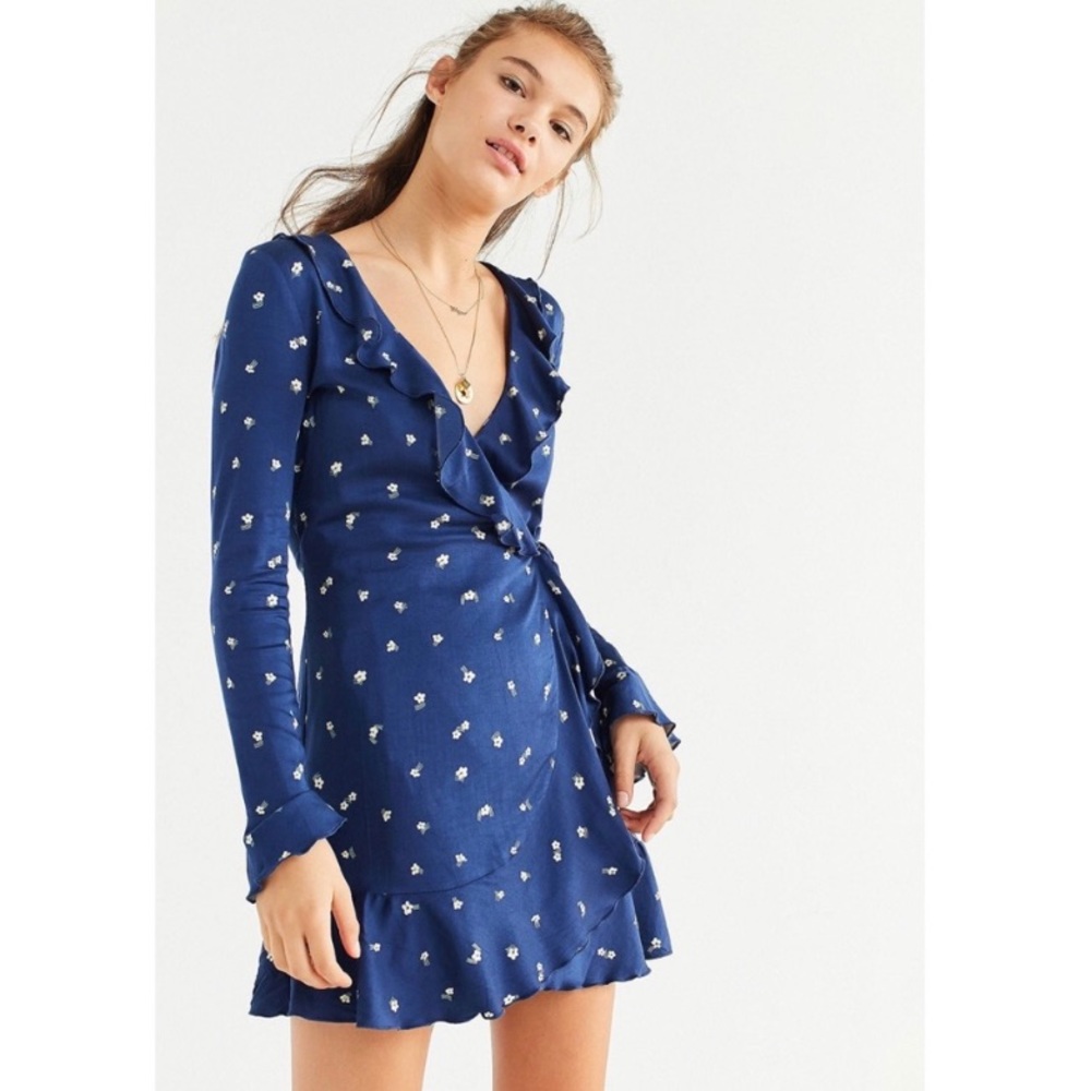 Urban Outfitters Floral Ruffle Wrap Dress